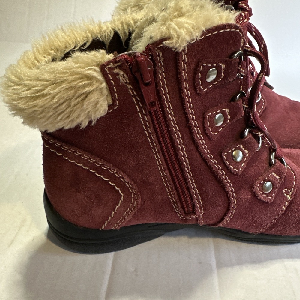 Earth Origins Crowley Wine Maroon Suede Leather Lace&Zip Boots Size 7.5 MWomen's - Picture 6 of 10